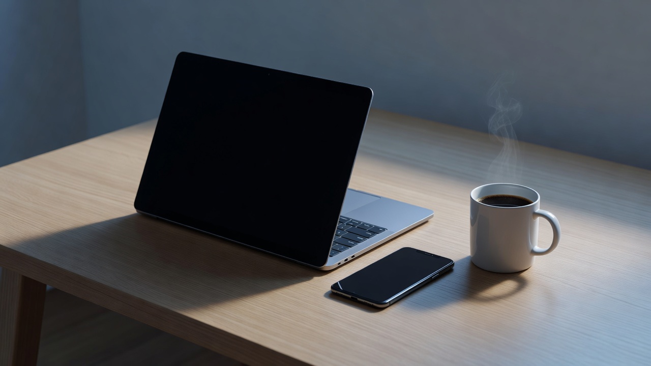 Laptop en telefoon om e-mail in te stellen