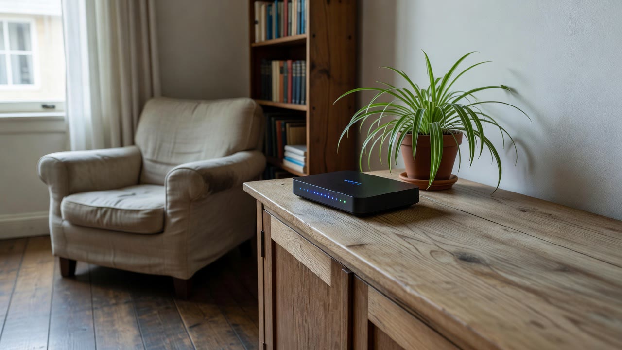 Wifi-router in een woonkamer